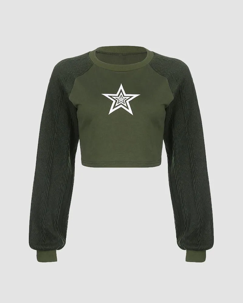 Helio Cable Knit Sleeves Star Top