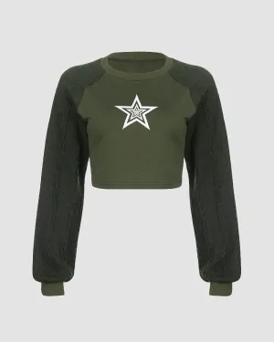 Helio Cable Knit Sleeves Star Top