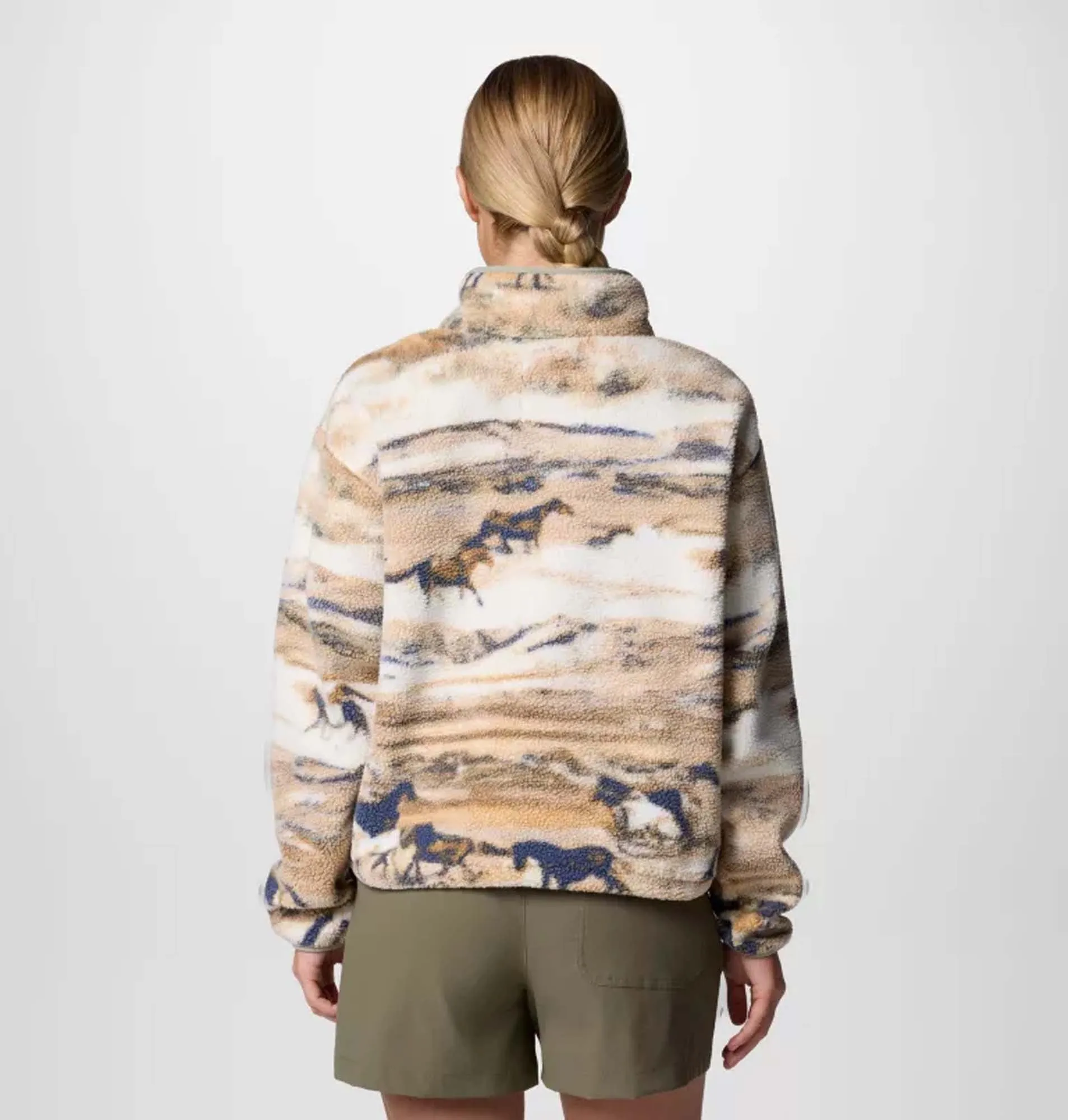 Helvetia II Printed Cropped Half Snap Fleece vest