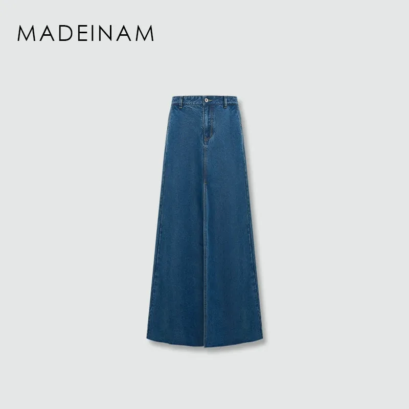 High-Waist Tencel Denim Maxi Skirt
