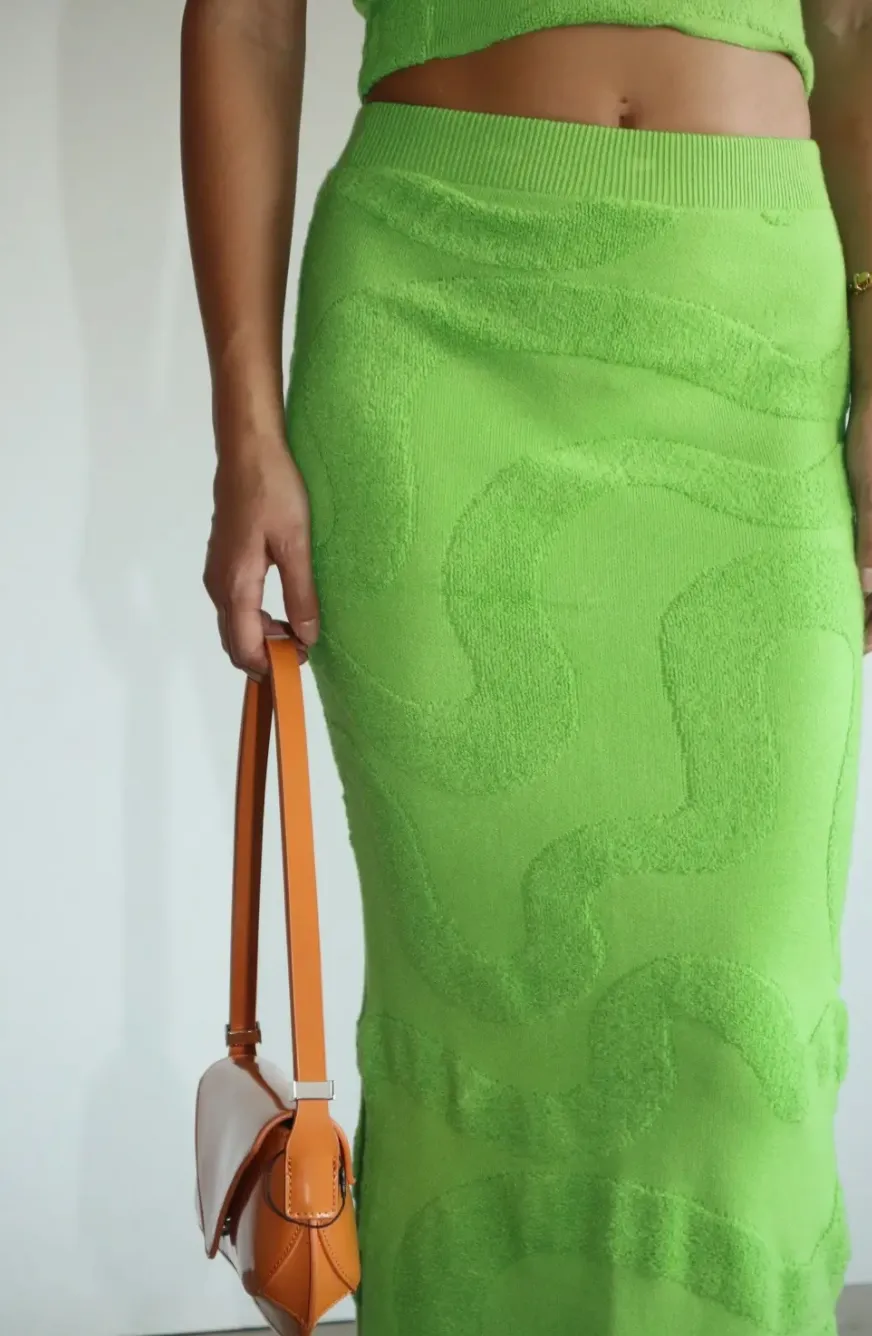 High Waisted Back Slit Midi Skirt