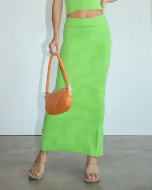 High Waisted Back Slit Midi Skirt