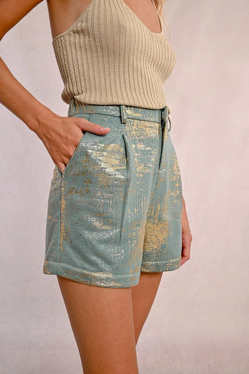 HIGH-WAISTED IRIDESCENT SHORTS