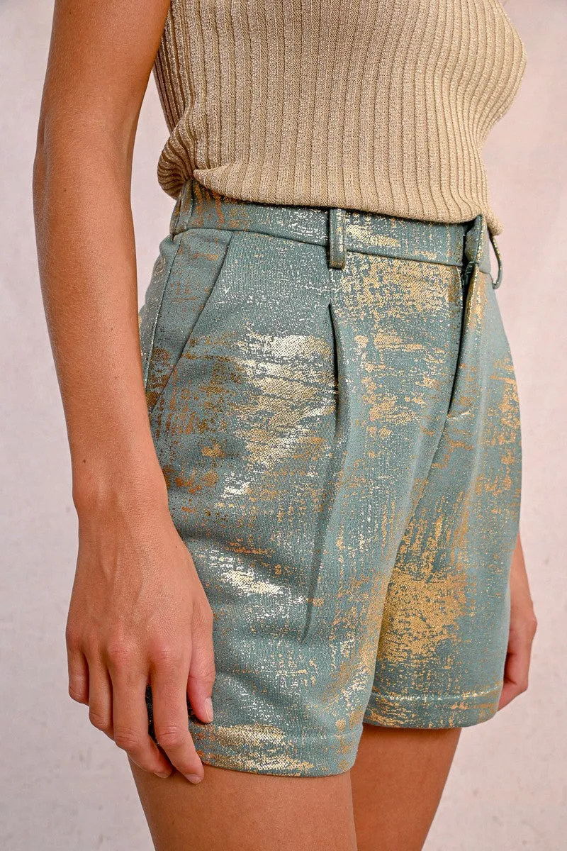 HIGH-WAISTED IRIDESCENT SHORTS