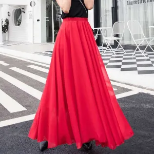 High Waisted Long Swing Skirt