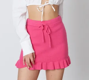 High Waisted Peplum Trim Mini Skirt