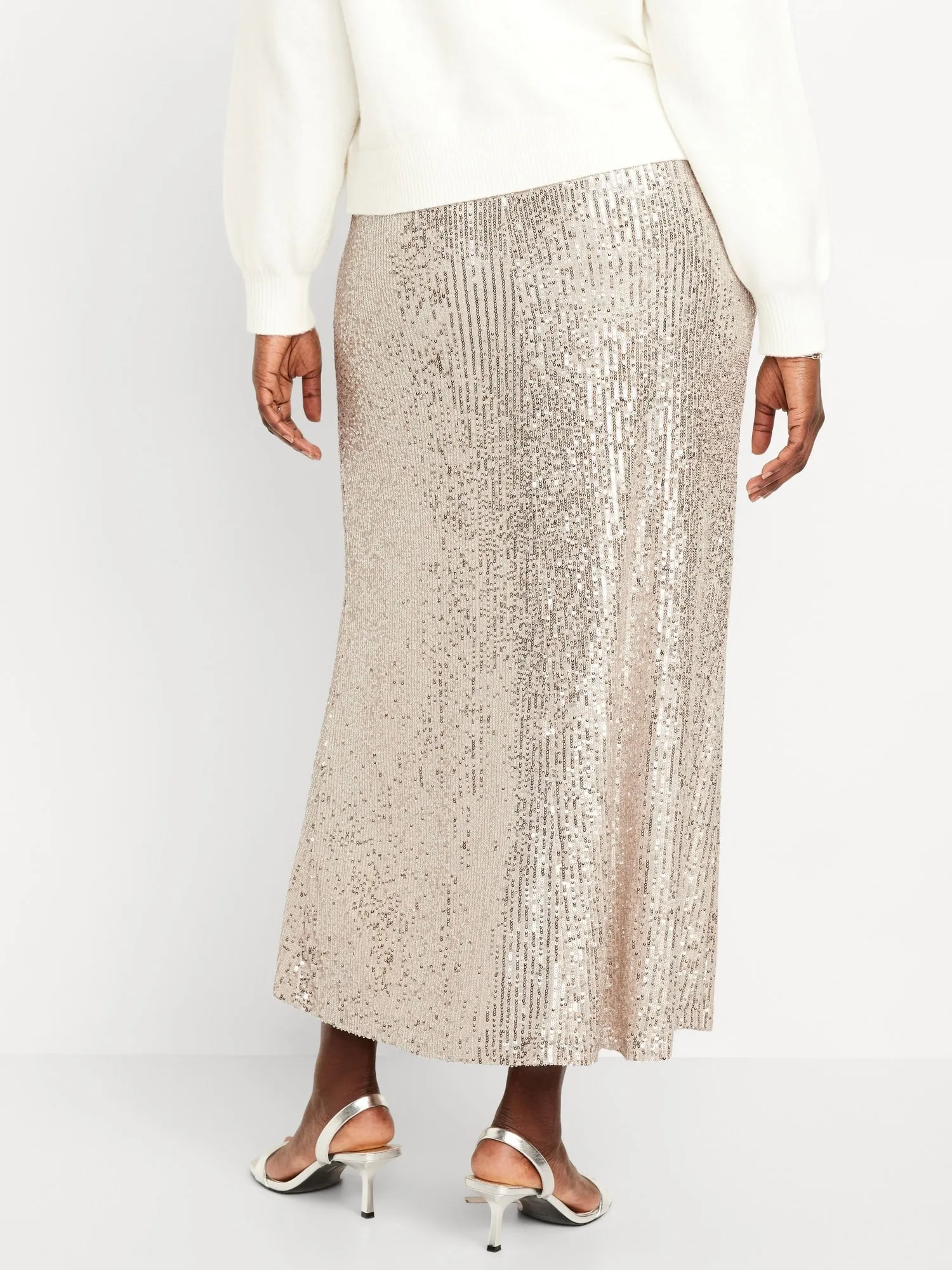 High-Waisted Sequin Maxi Skirt