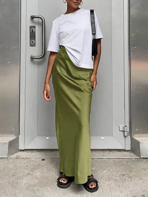 High Waisted Solid Color Skirts Bottoms