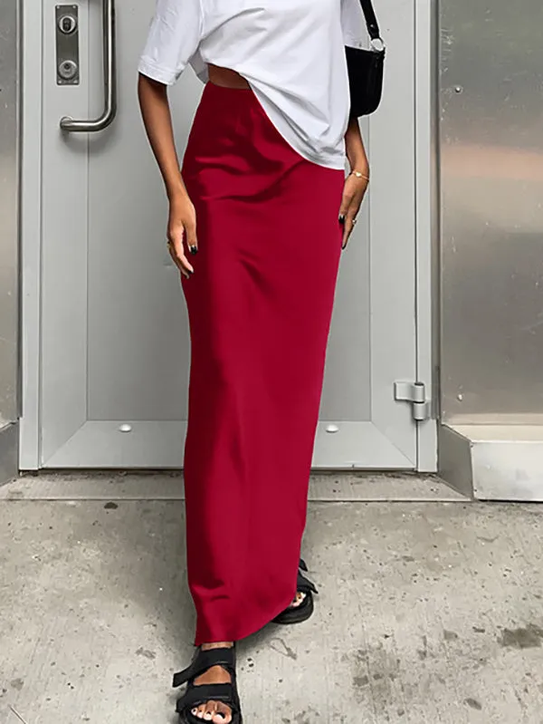 High Waisted Solid Color Skirts Bottoms