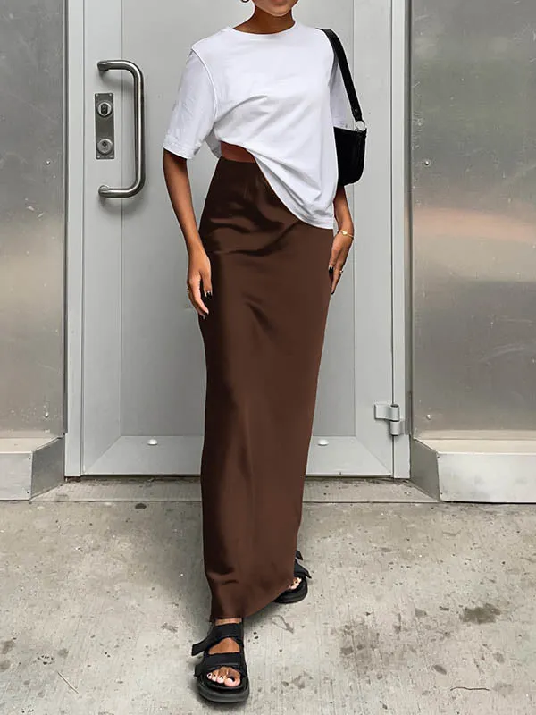 High Waisted Solid Color Skirts Bottoms