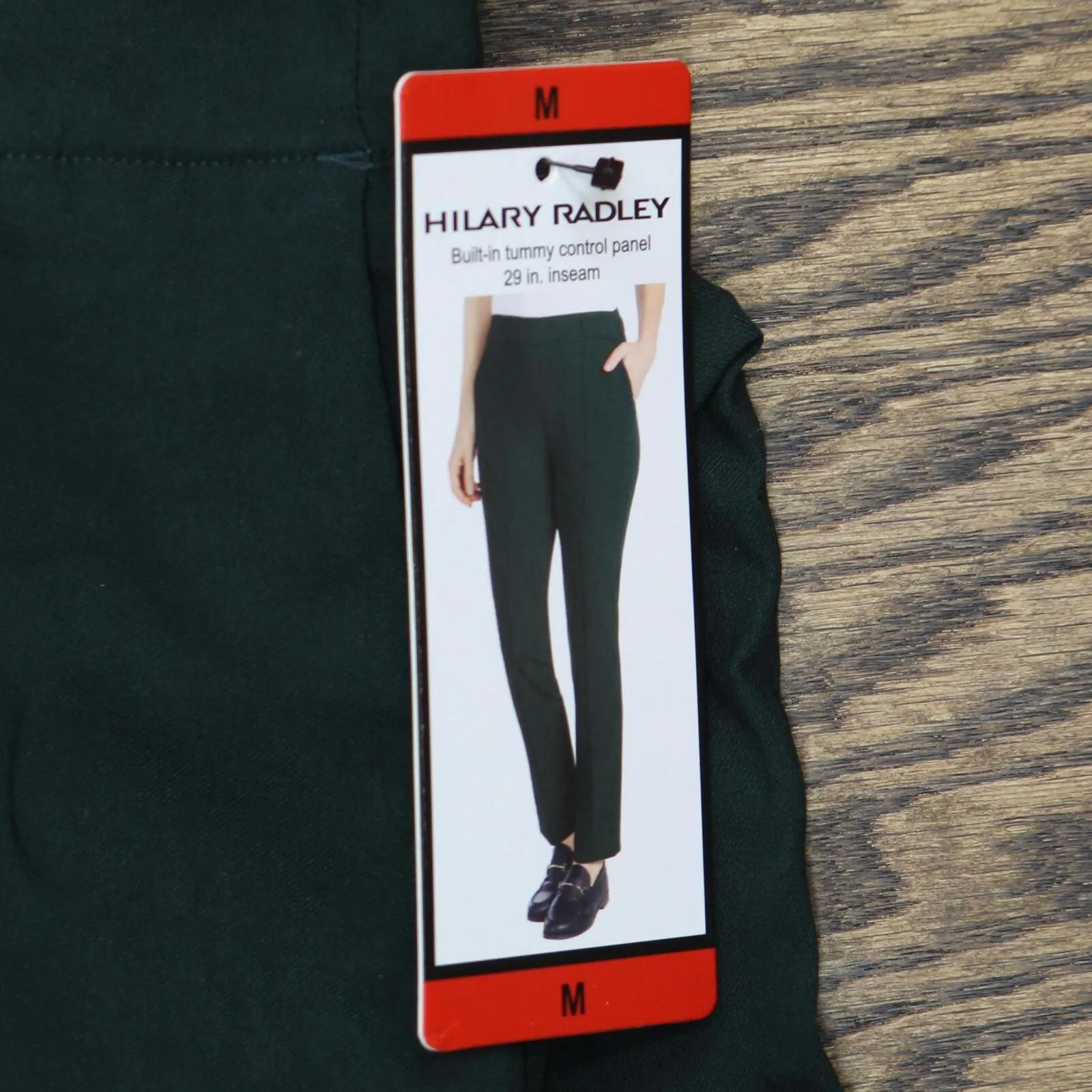 Hilary Radley Womens Ponte Pull-On Mid Rise Slim Leg Pants Emerald Green M