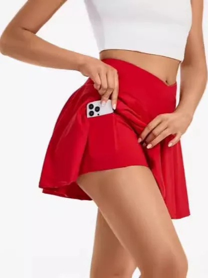 I YOGA High Waisted 2 In 1 Crossover Flowy Shorts