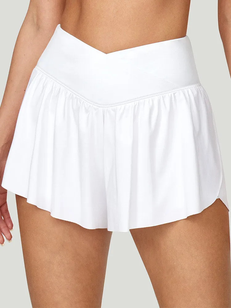 I YOGA High Waisted 2 In 1 Crossover Flowy Shorts