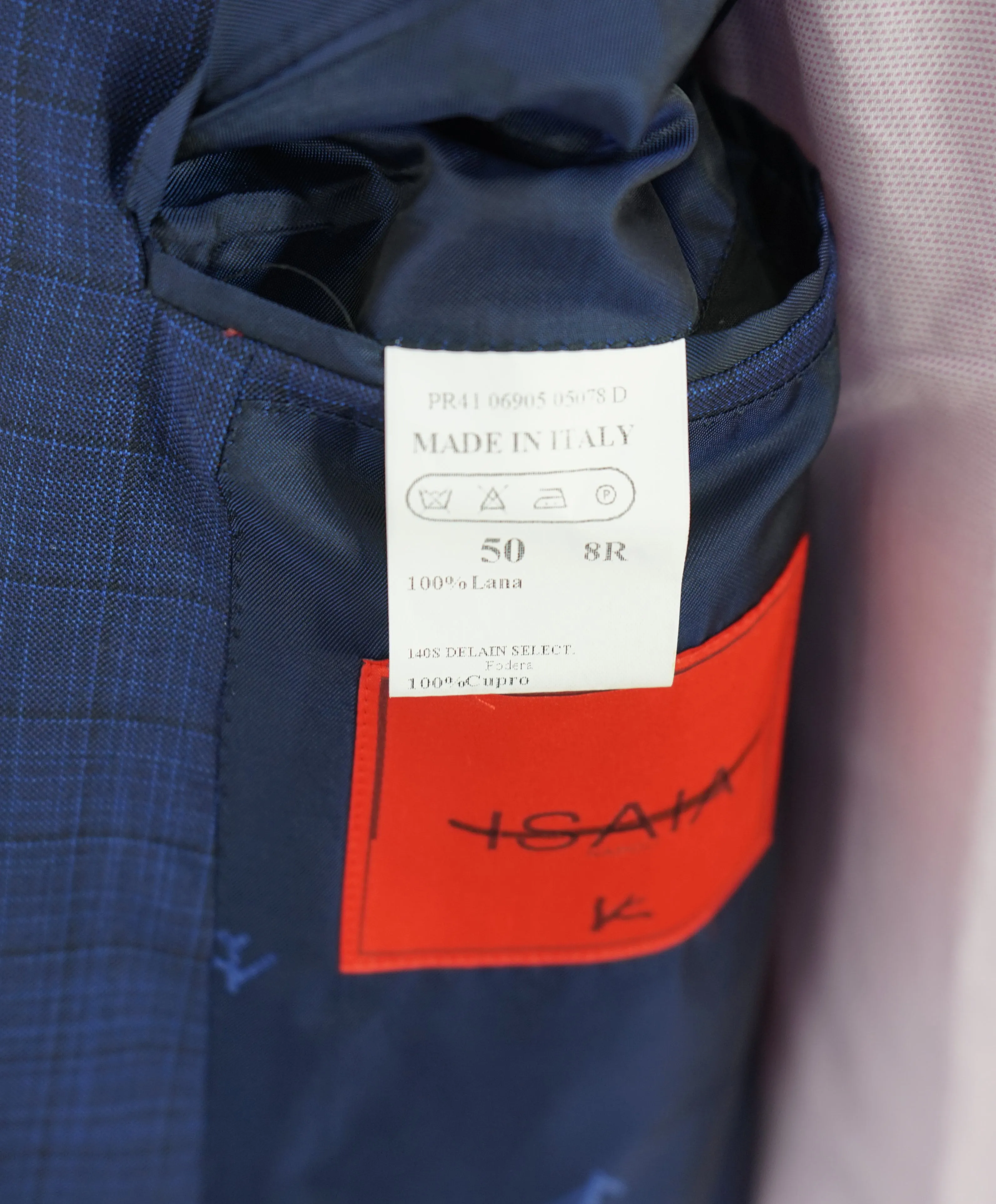 ISAIA - MOP Buttons Blue Check Plaid Suit With Logo Detailing - 40R