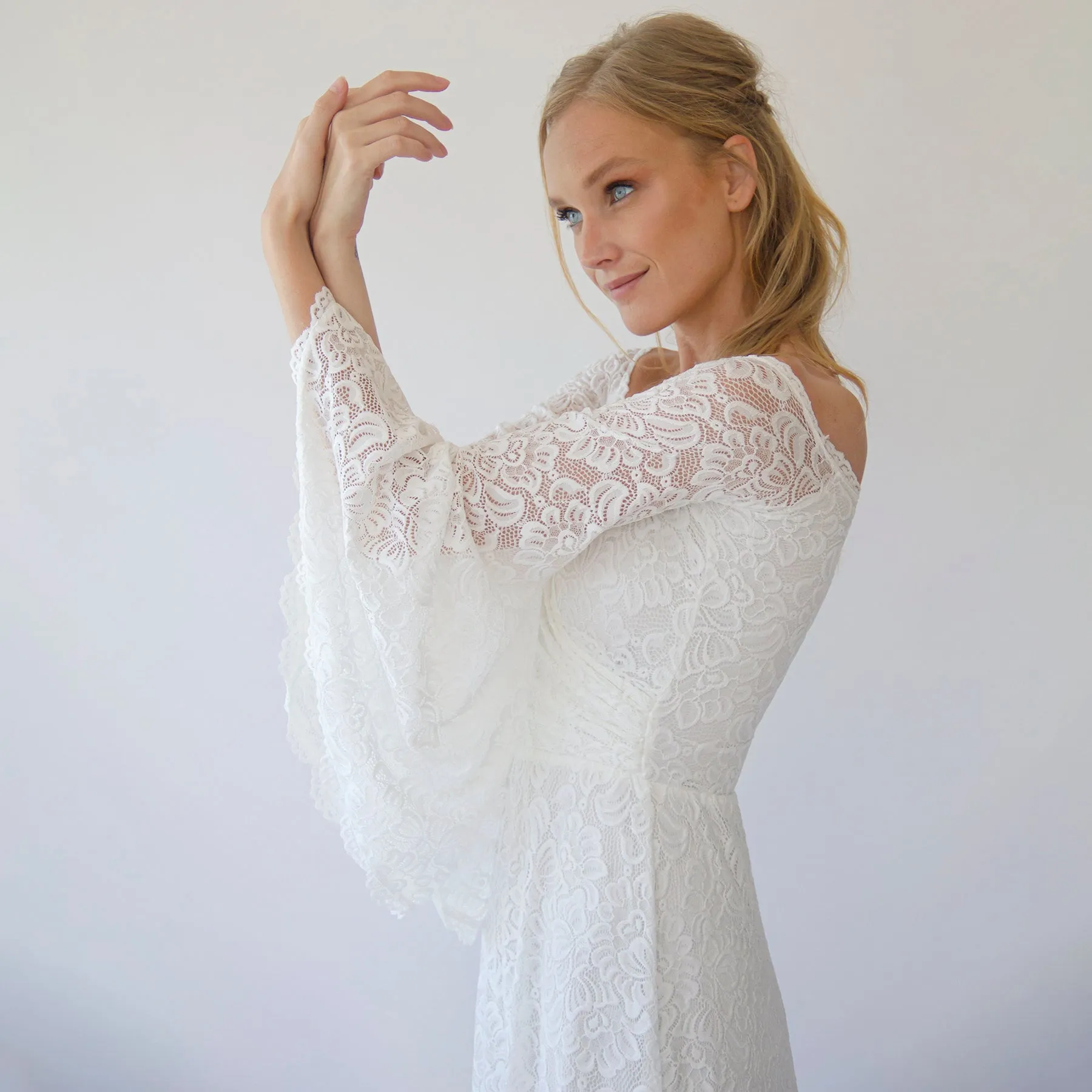 Ivory Off the shoulder dress #1279