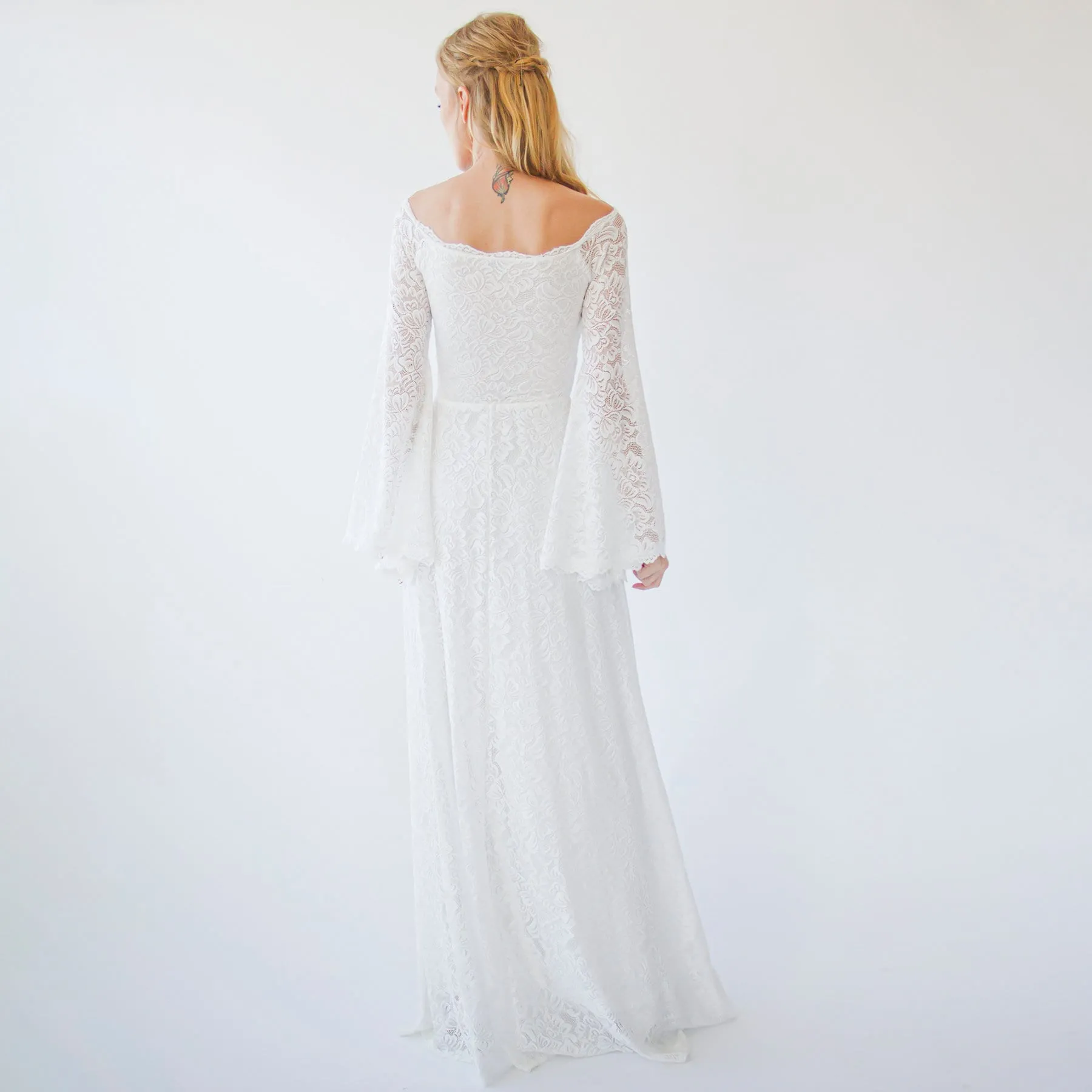 Ivory Off the shoulder dress #1279
