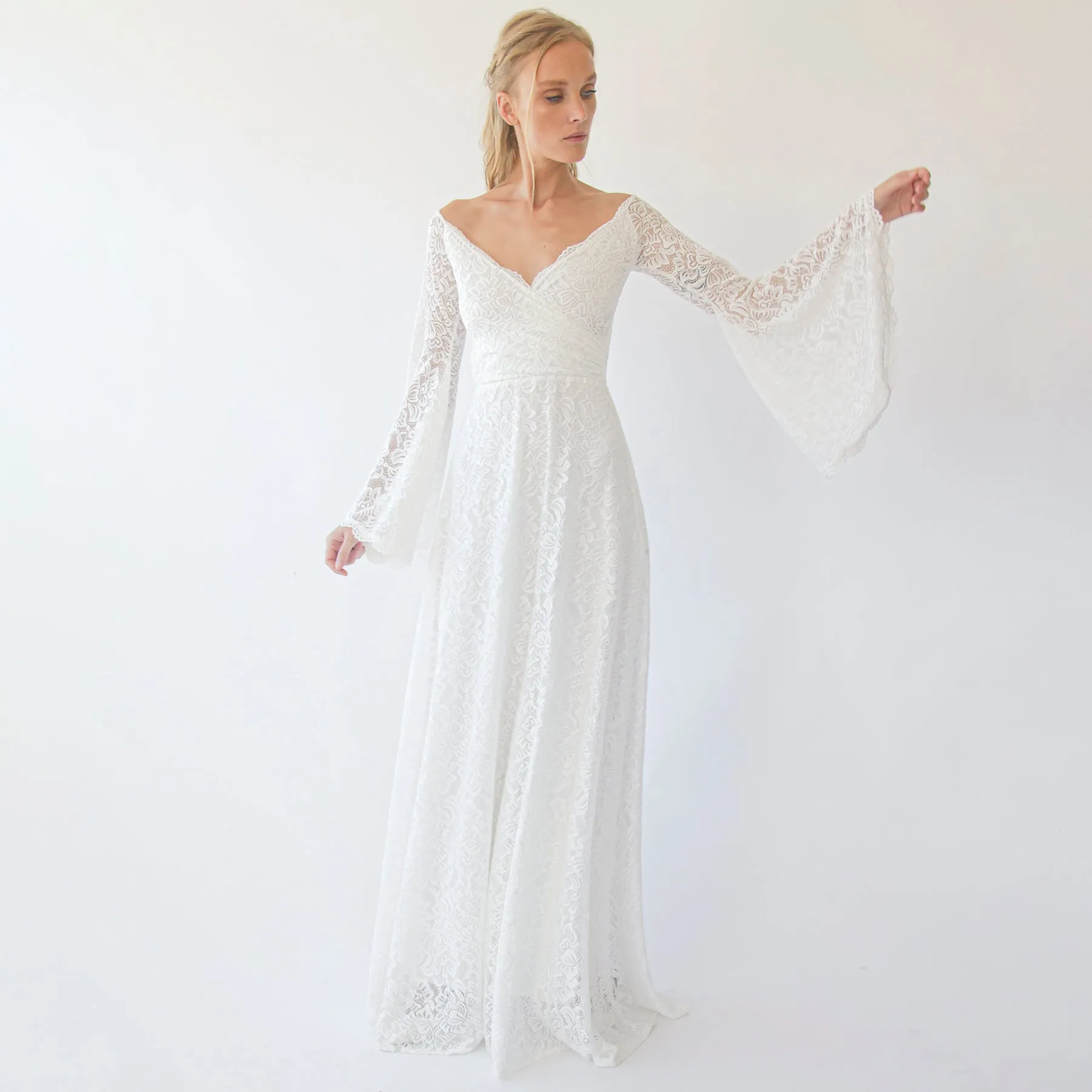 Ivory Off the shoulder dress #1279