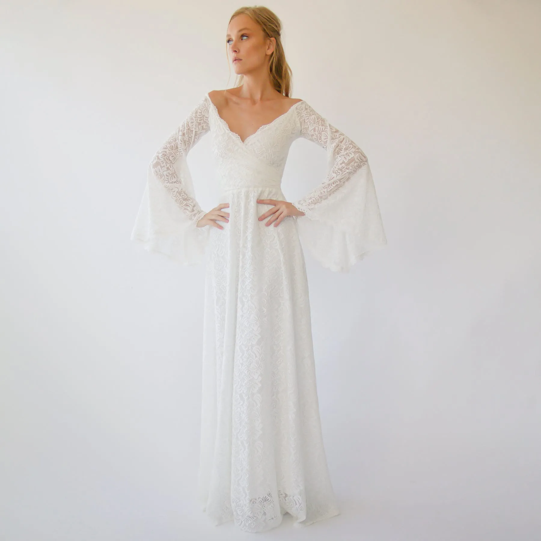 Ivory Off the shoulder dress #1279