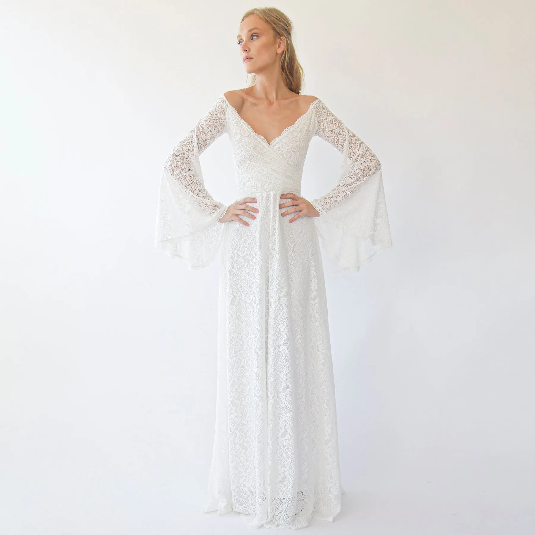Ivory Off the shoulder dress #1279