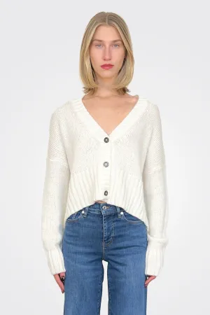 Jac Cropped Knit Cardigan - Pure Snow