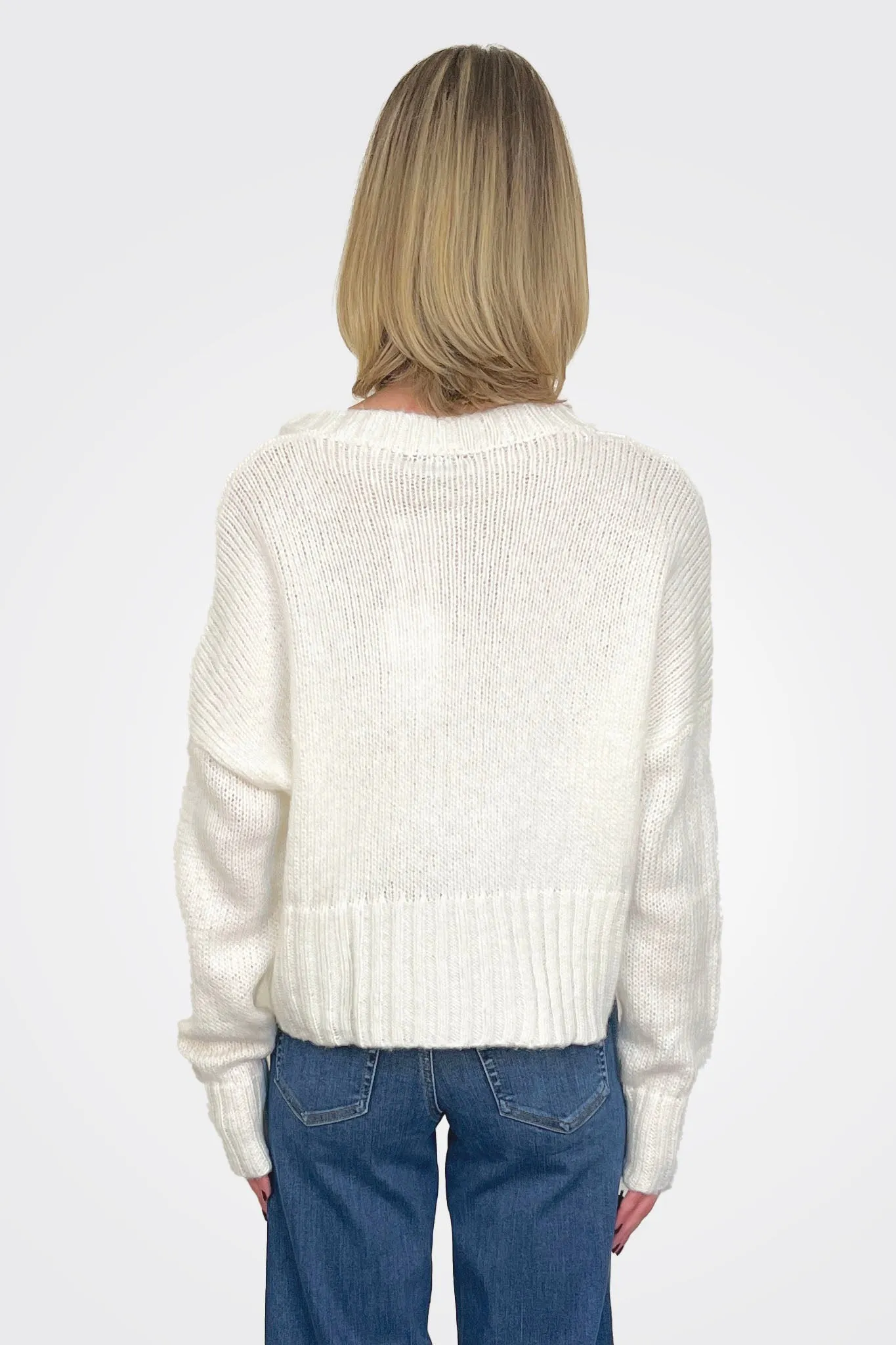 Jac Cropped Knit Cardigan - Pure Snow