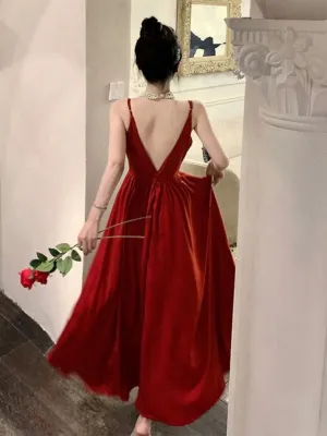 JazzHer Gorgeous A Line Spaghetti Straps Red Ankle Length Evening Dress Prom Dresses Birthday Outfits (PRE-ORDER)