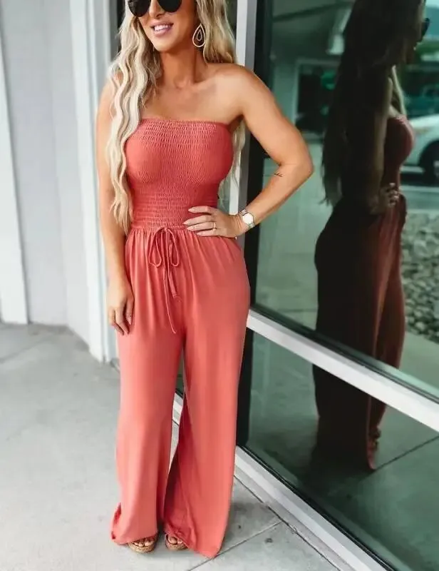 Johana® | Orange off-the-shoulder jumpsuit