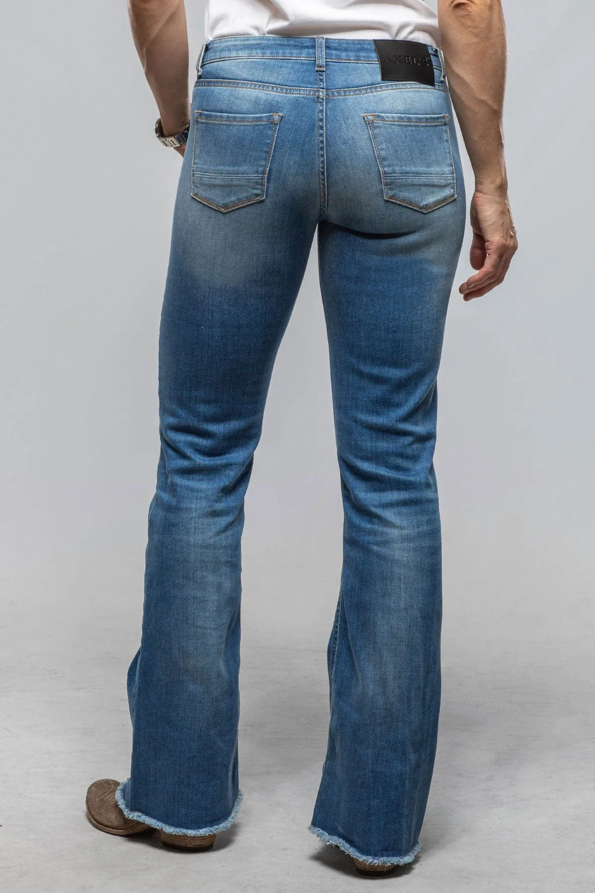 Jordan Fringe Flare Jean In Yuma Blue Wash