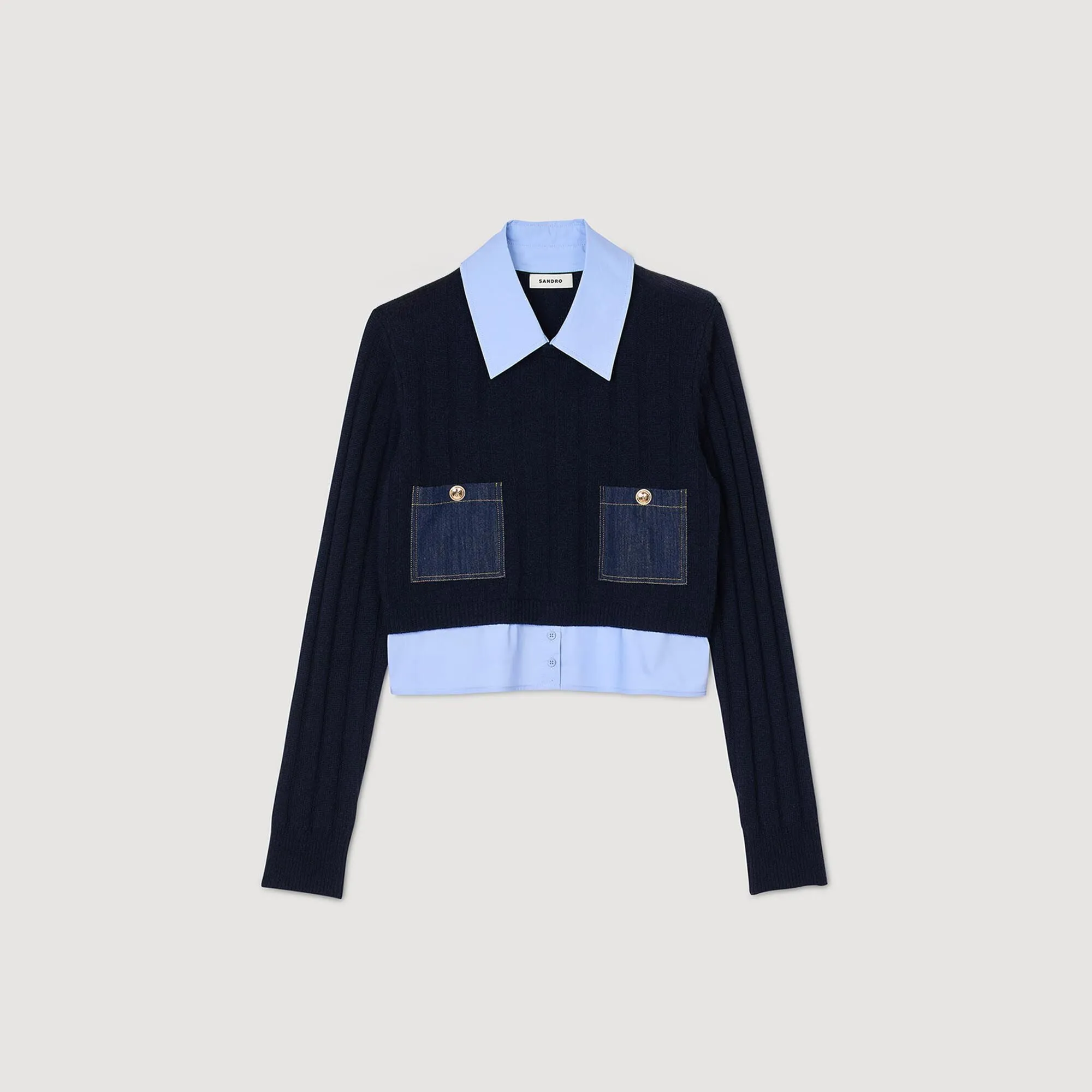 Jules Layered-Effect Jumper Navy Blue