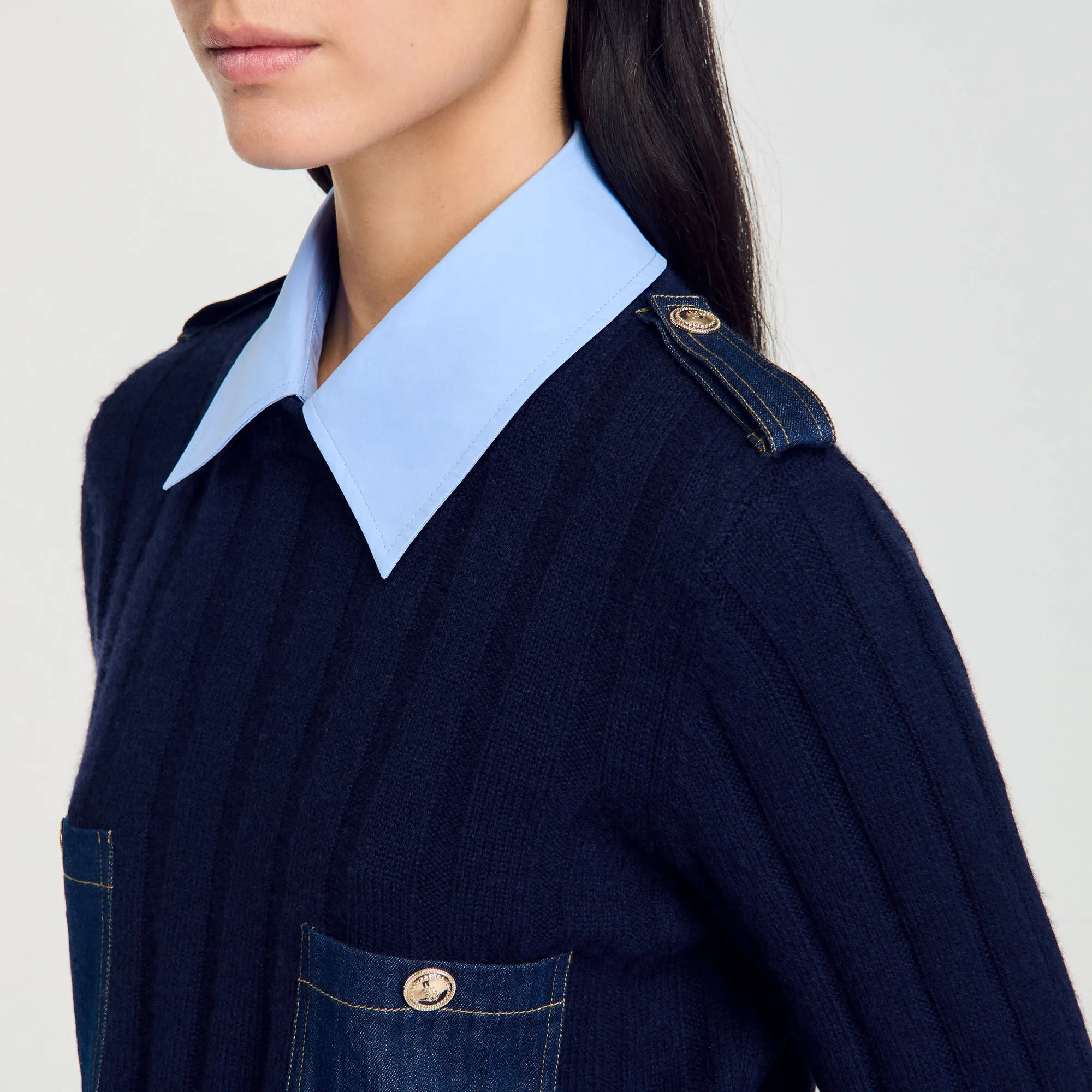 Jules Layered-Effect Jumper Navy Blue