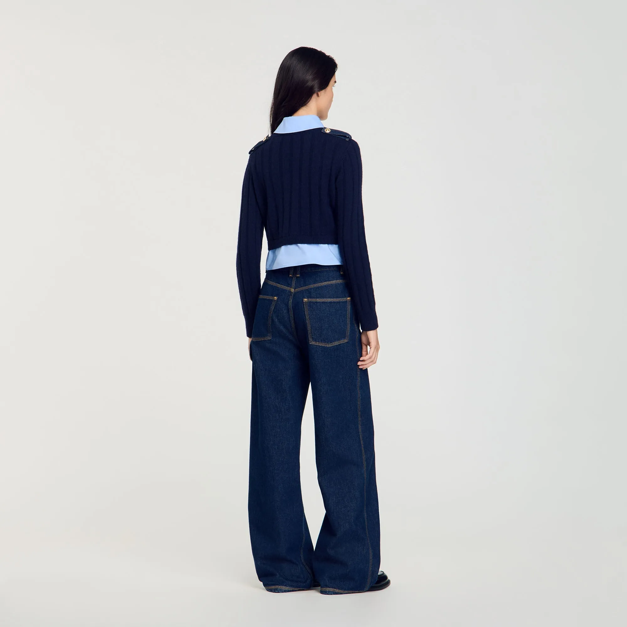 Jules Layered-Effect Jumper Navy Blue