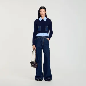 Jules Layered-Effect Jumper Navy Blue