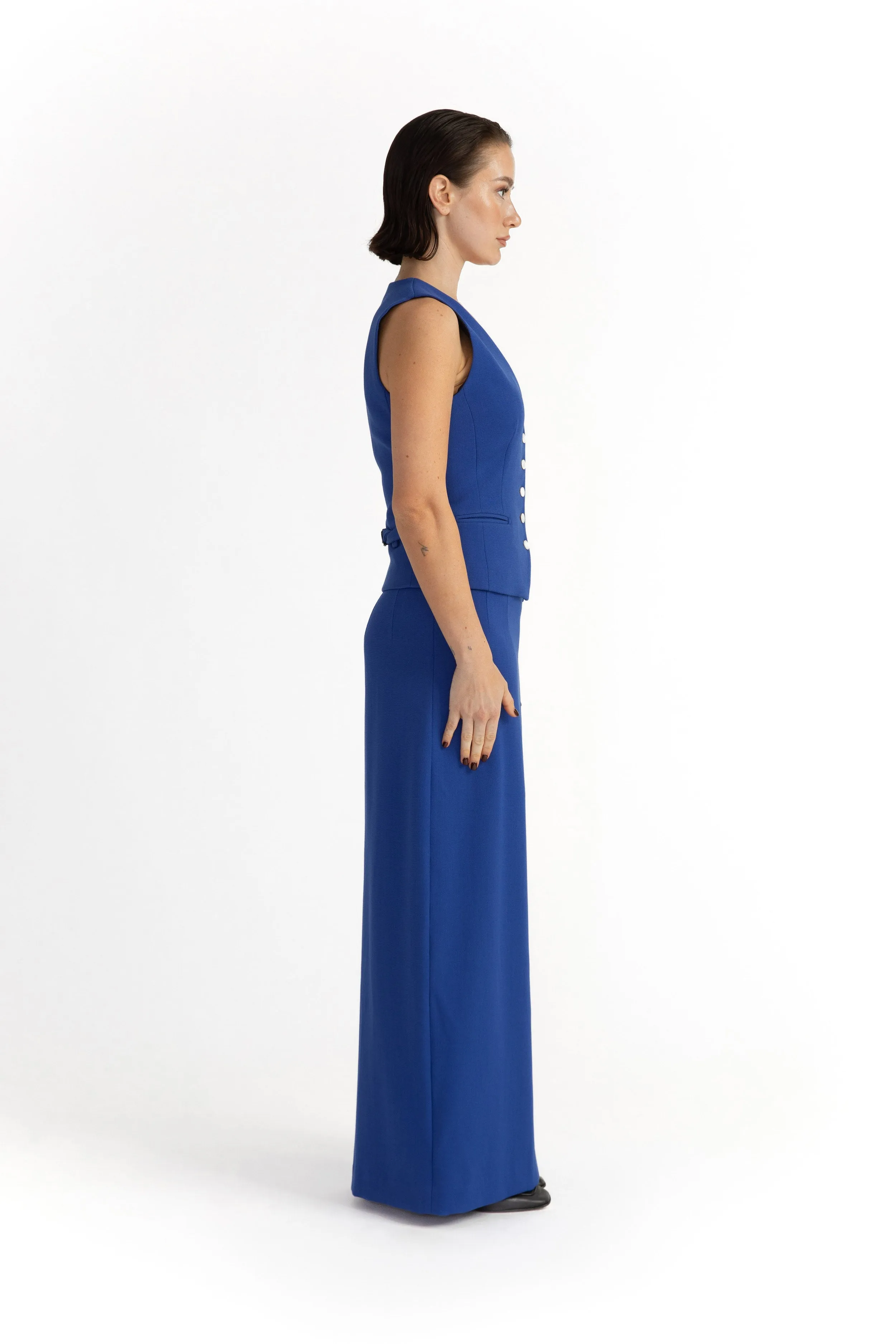 Kalmar Skirt - High-waisted maxi skirt in electric blue