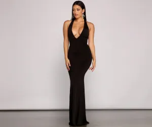 Kelsey Halter Stylish Lace-Up Mermaid Dress