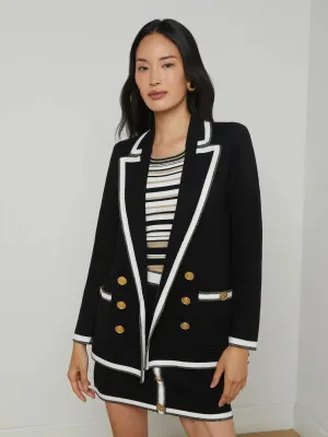 Kenji Oversized Knit Blazer - Black White Gold Lurex