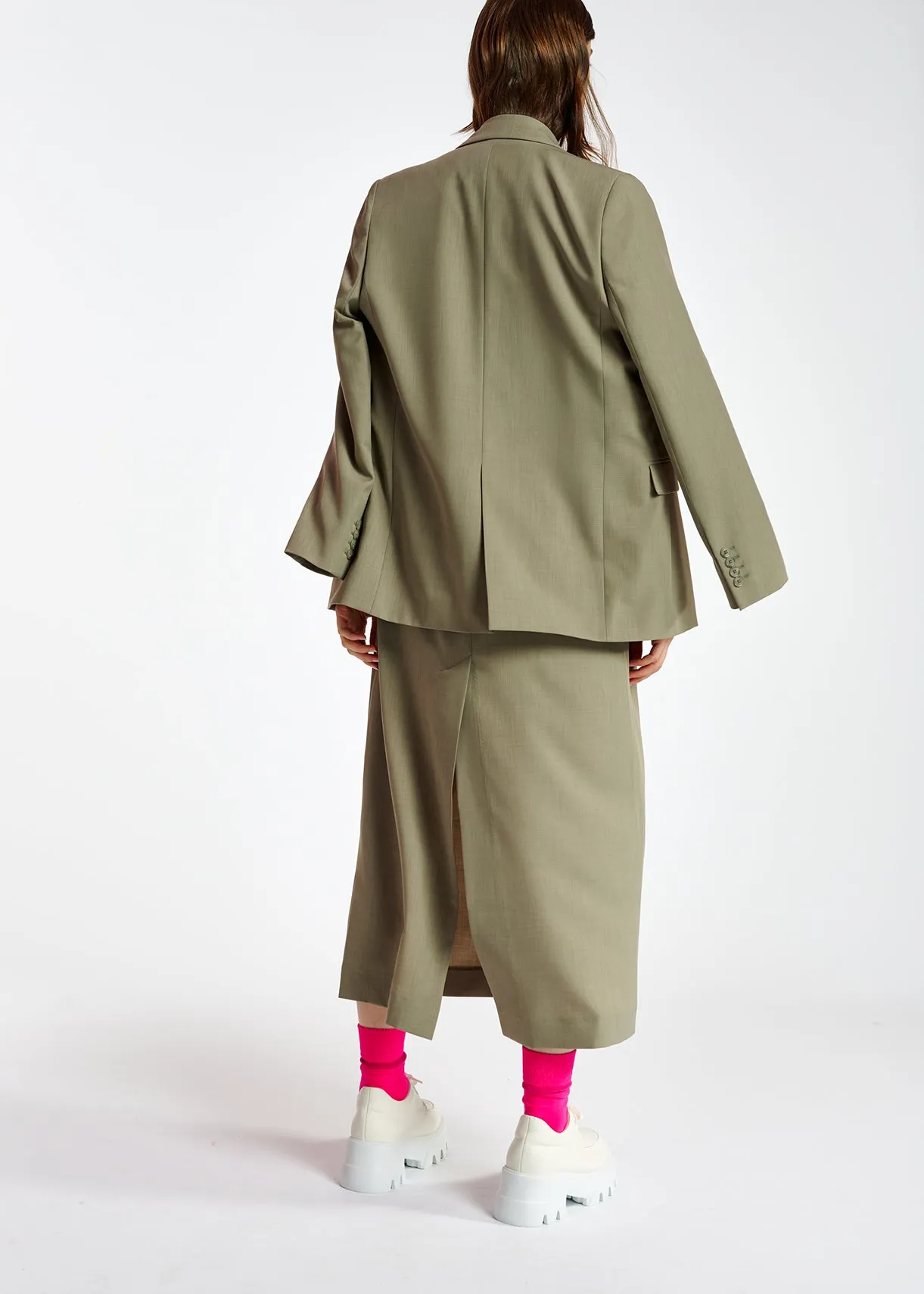 Khaki double-breasted blazer