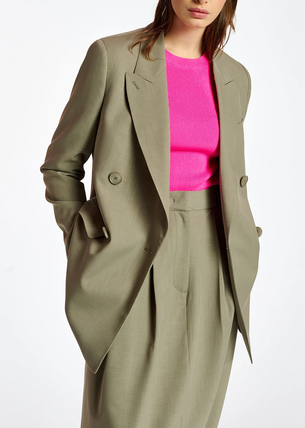 Khaki double-breasted blazer