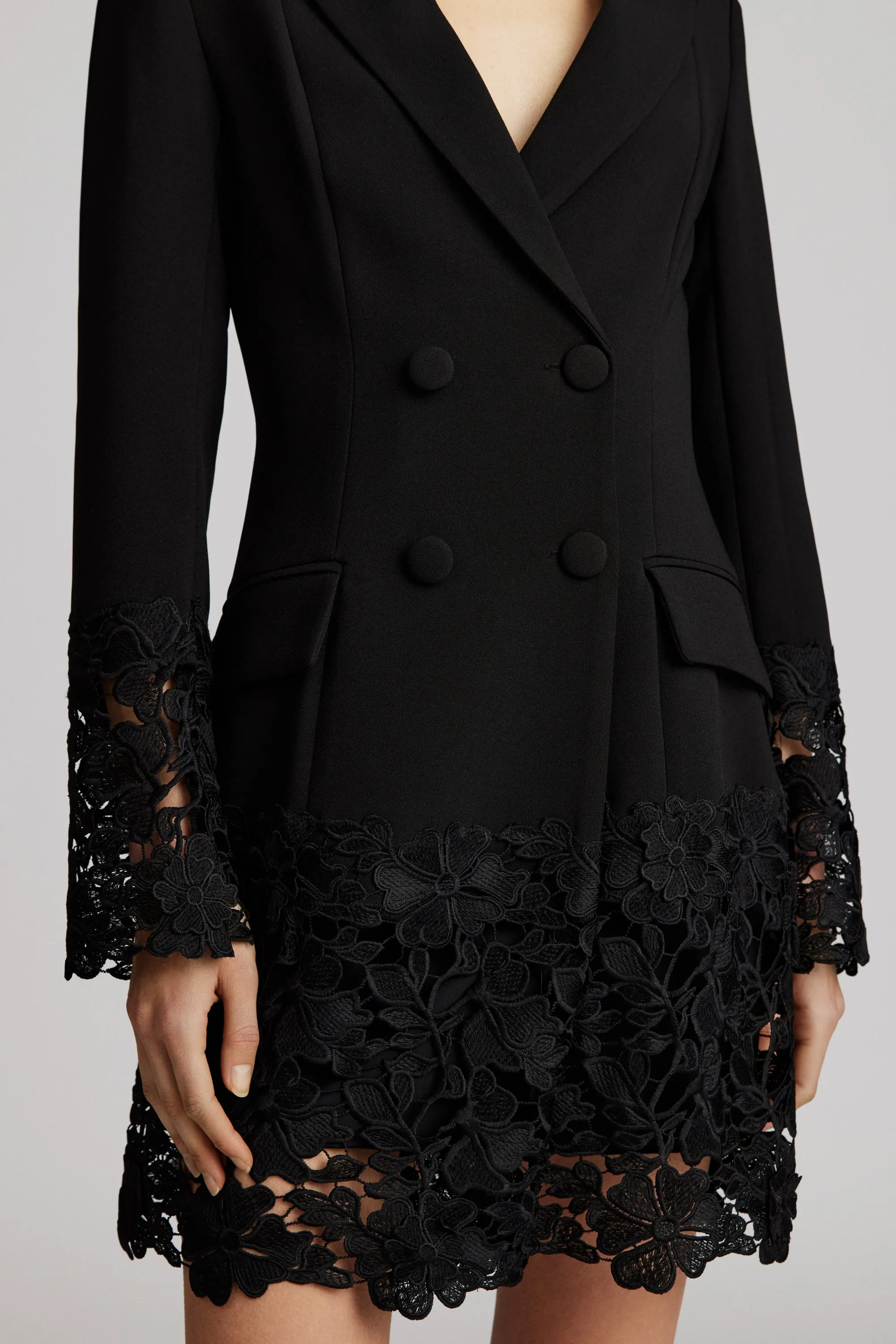 LACE EMBROIDERED BLAZER MINI DRESS