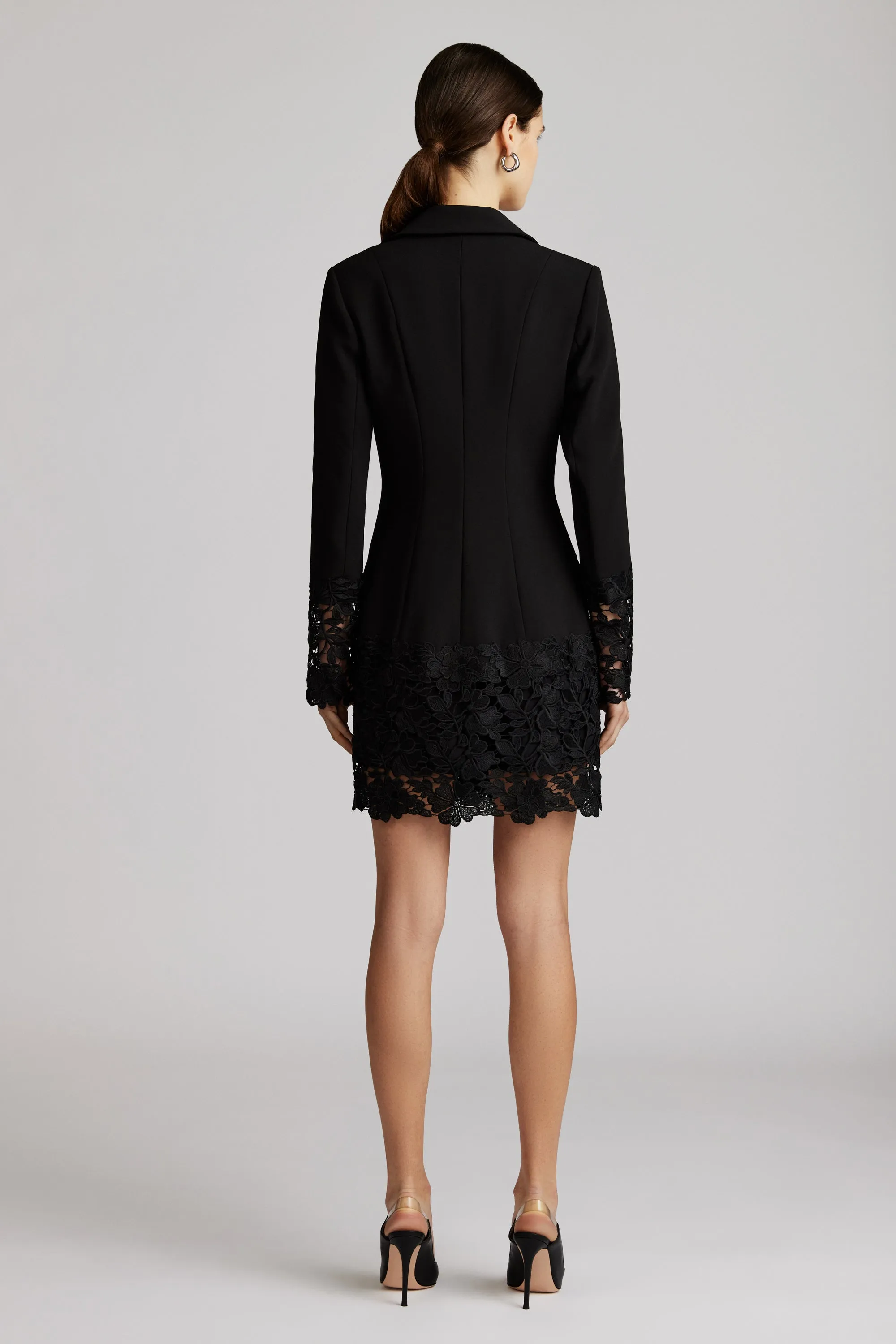 LACE EMBROIDERED BLAZER MINI DRESS
