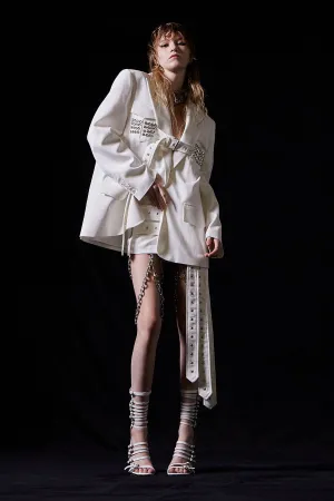 Lace-Up Blazer   High-Waisted Skirt Suit