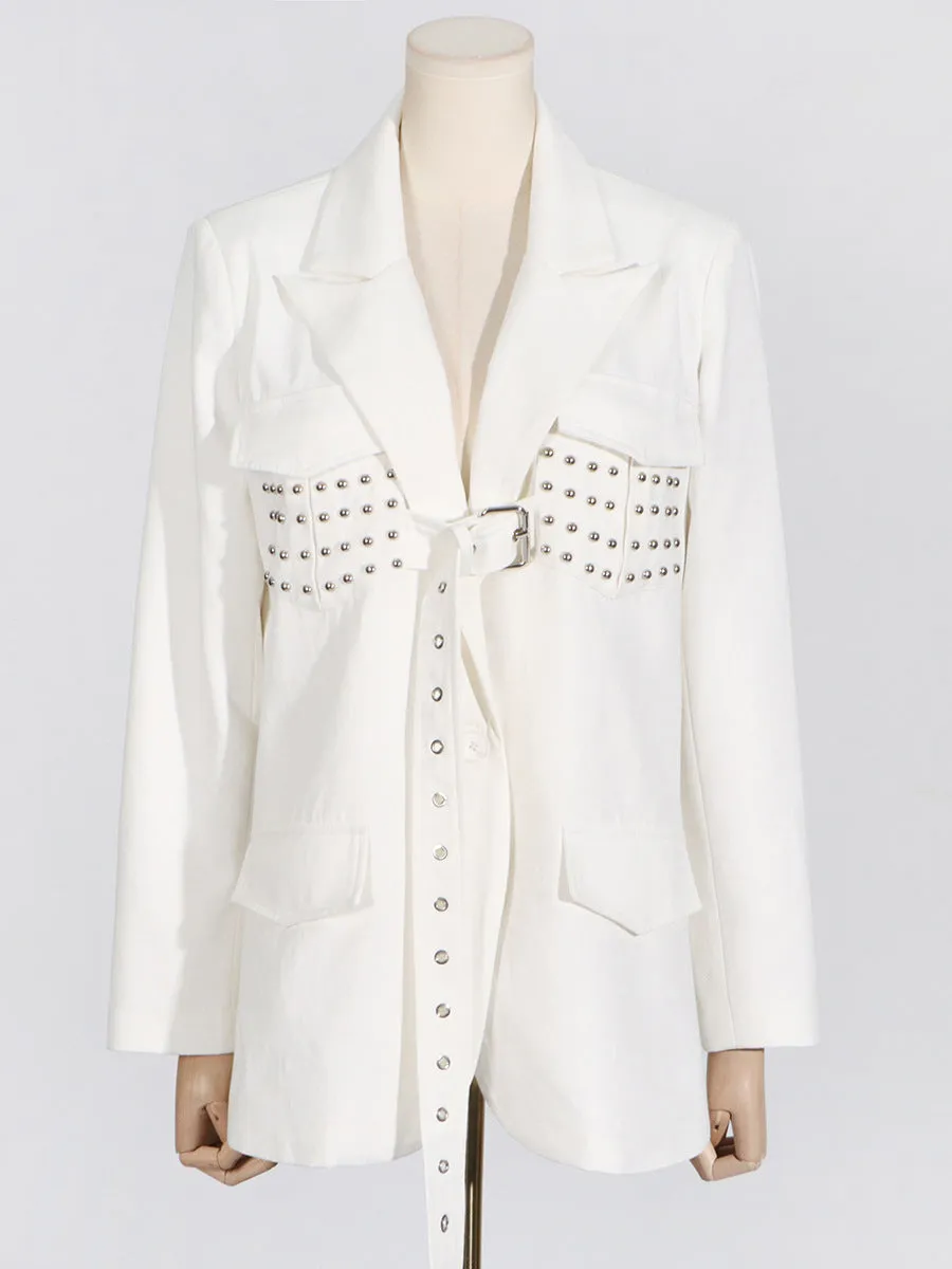 Lace-Up Blazer   High-Waisted Skirt Suit