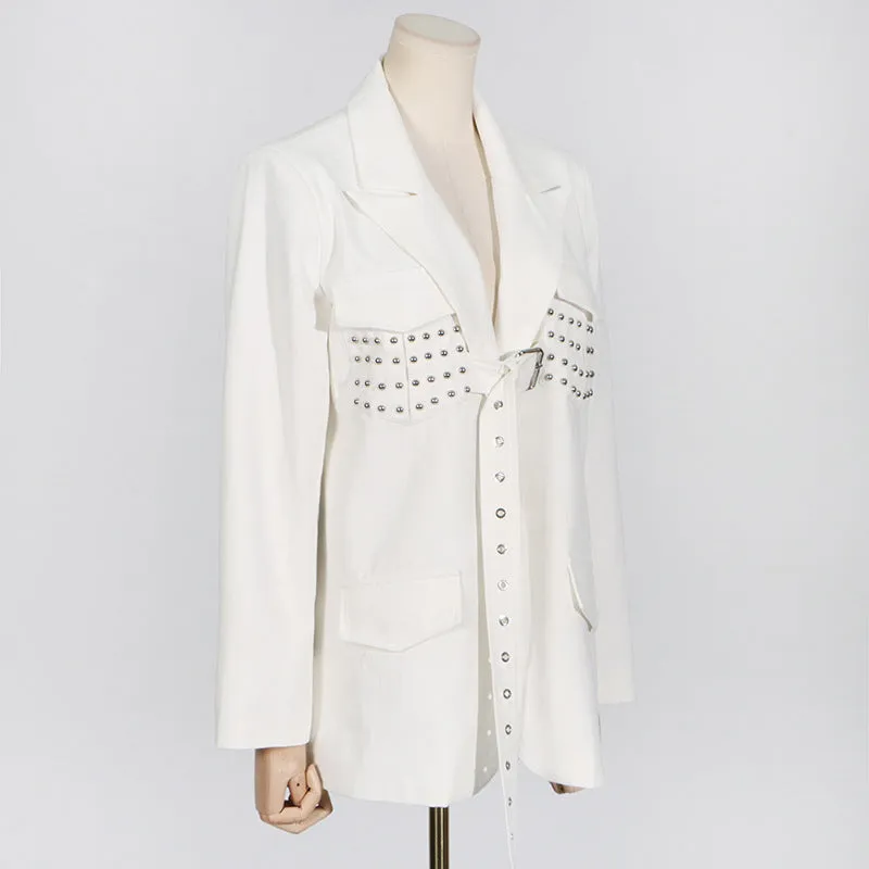 Lace-Up Blazer   High-Waisted Skirt Suit