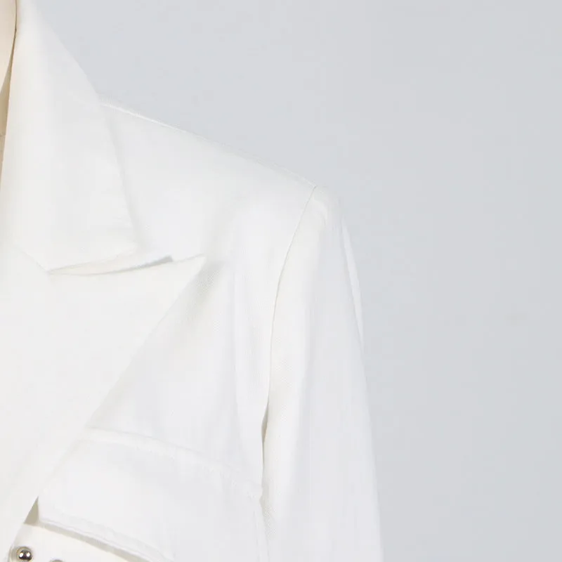 Lace-Up Blazer   High-Waisted Skirt Suit
