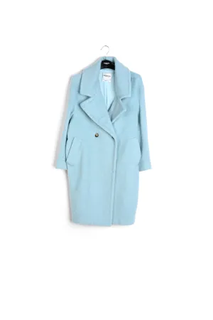Light blue oversized recycled wool blend coat