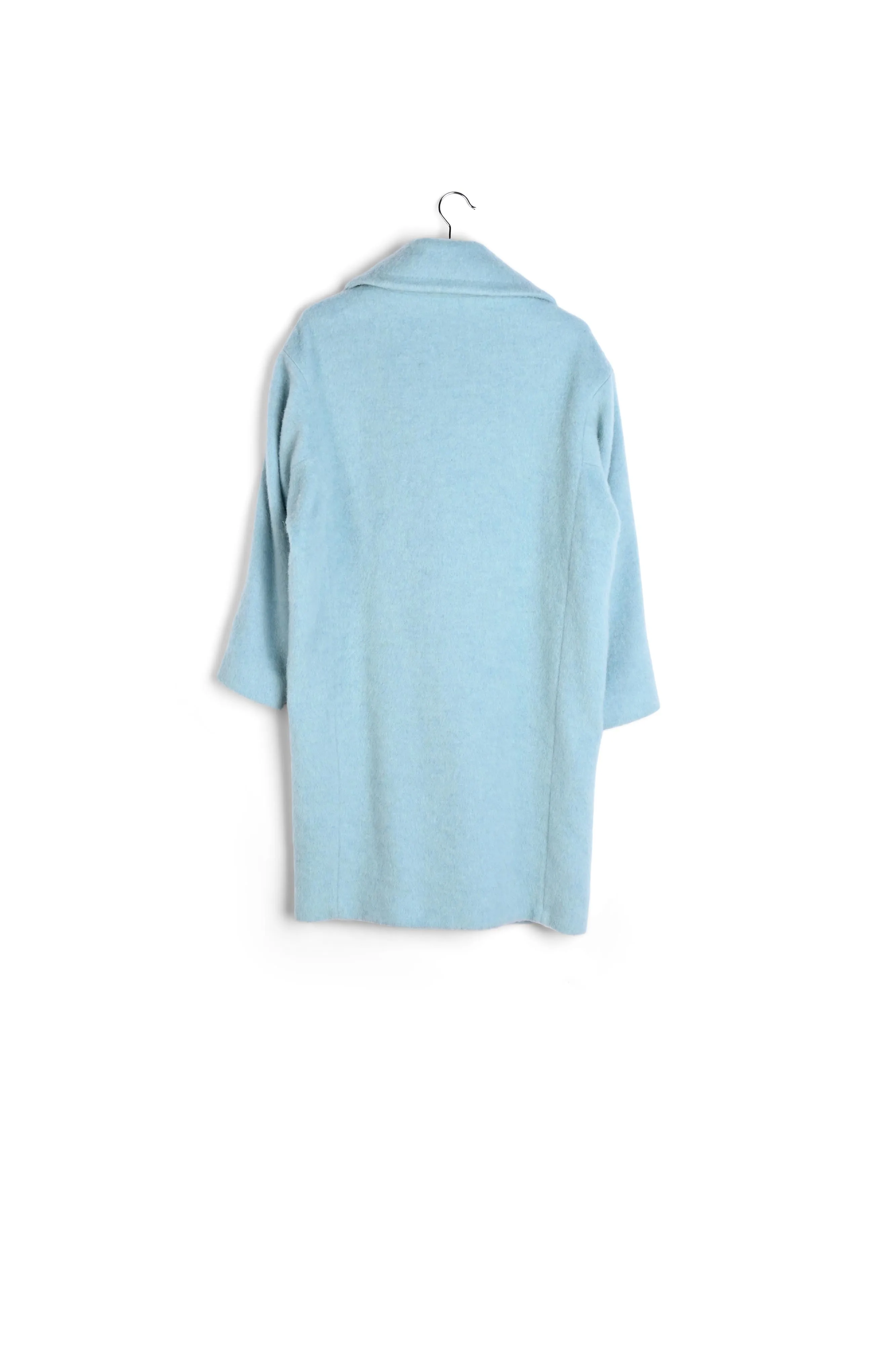 Light blue oversized recycled wool blend coat