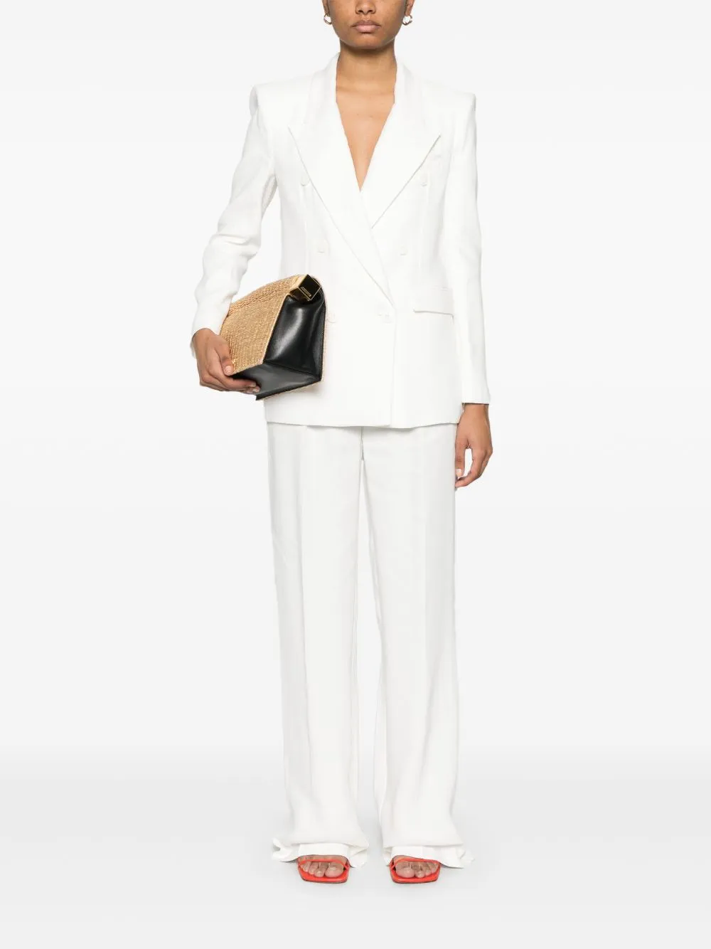 Linen blend double-breasted jacket