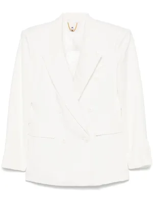 Linen blend double-breasted jacket