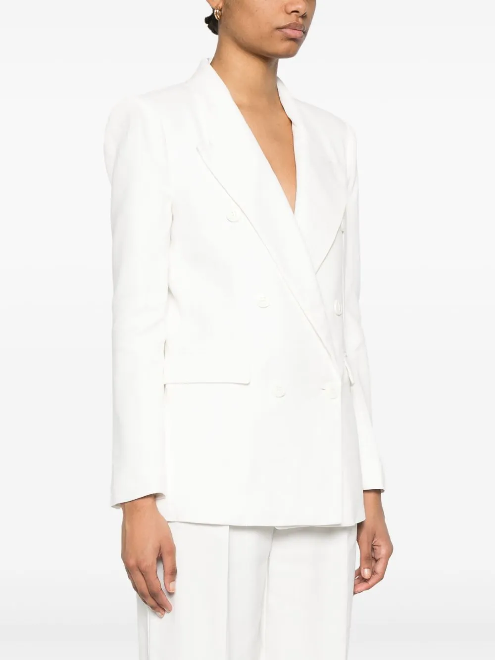 Linen blend double-breasted jacket