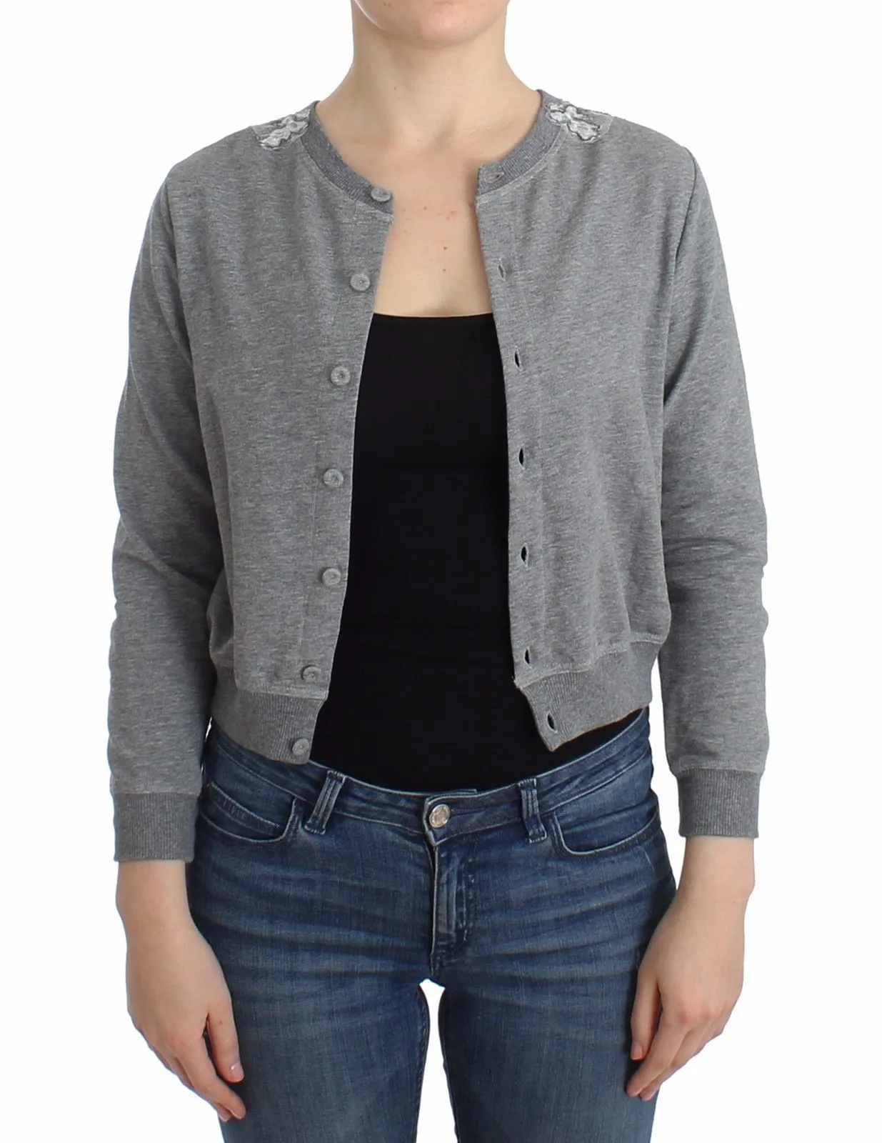 Lingerie Gray Lace Sweater Cardigan Top