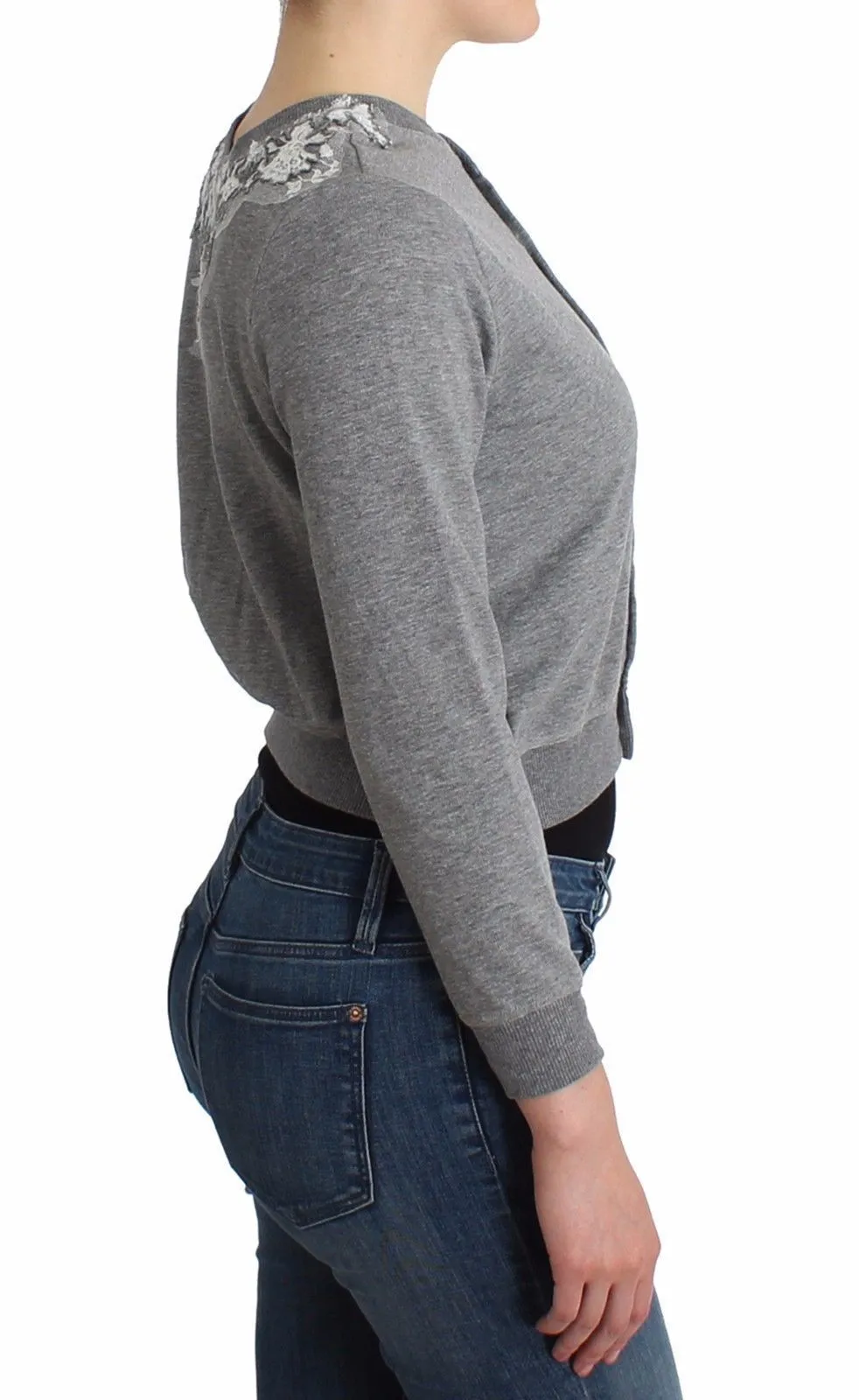 Lingerie Gray Lace Sweater Cardigan Top